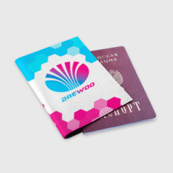 Обложка для паспорта матовая кожа Daewoo neon gradient style - фото 2
