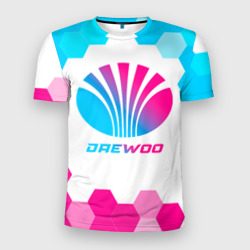Мужская футболка 3D Slim Daewoo neon gradient style