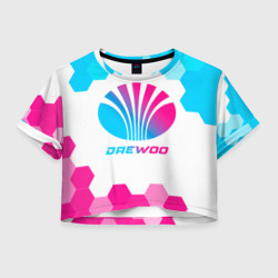 Женская футболка Crop-top 3D Daewoo neon gradient style