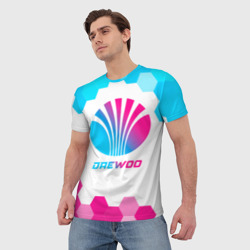 Мужская футболка 3D Daewoo neon gradient style - фото 2