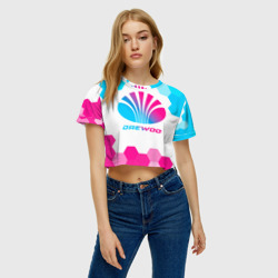 Женская футболка Crop-top 3D Daewoo neon gradient style - фото 2