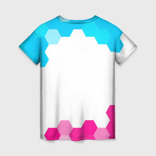 Женская футболка 3D с принтом Daewoo neon gradient style, вид сзади #1