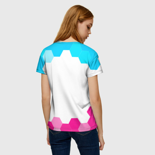 Женская футболка 3D с принтом Daewoo neon gradient style, вид сзади #2