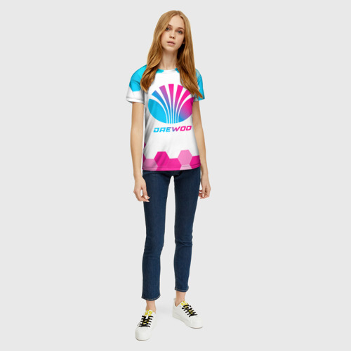 Женская футболка 3D с принтом Daewoo neon gradient style, вид сбоку #3
