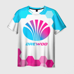 Мужская футболка 3D Daewoo neon gradient style