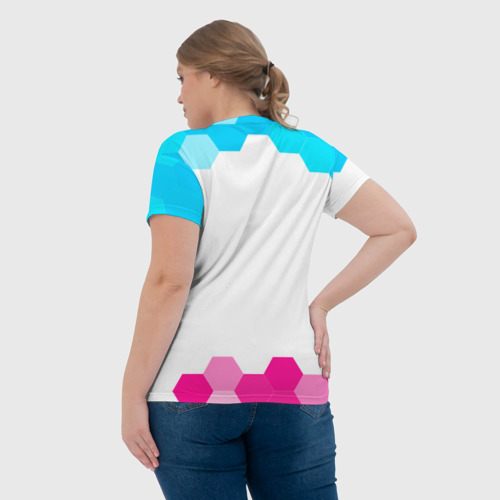 Женская футболка 3D с принтом Daewoo neon gradient style, вид сзади #2