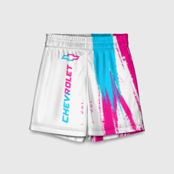 Детские спортивные шорты 3D Chevrolet neon gradient style: по-вертикали