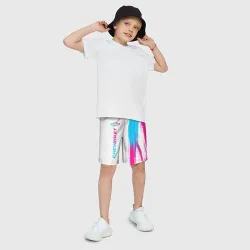 Детские спортивные шорты 3D Chevrolet neon gradient style: по-вертикали - фото 2