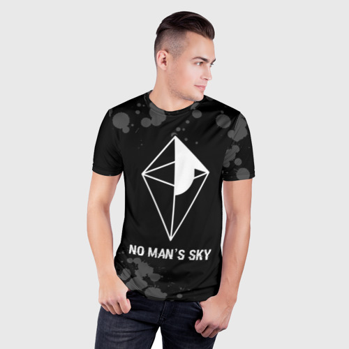 Мужская футболка 3D Slim No Man's Sky glitch на темном фоне, цвет 3D печать - фото 3