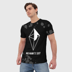 Мужская футболка 3D No Man's Sky glitch на темном фоне - фото 2