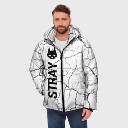 Мужская зимняя куртка 3D Stray glitch на светлом фоне: по-вертикали - фото 2