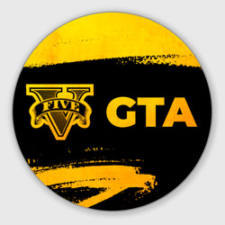Круглый коврик для мышки GTA - gold gradient: надпись и символ