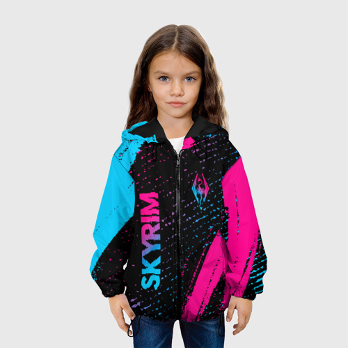 Детская куртка 3D Skyrim - neon gradient: надпись, символ, цвет черный - фото 4