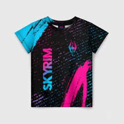 Skyrim - neon gradient: надпись, символ – Детская футболка 3D с принтом купить со скидкой в -33%