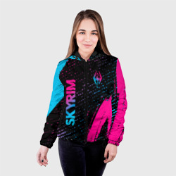 Женская куртка 3D Skyrim - neon gradient: надпись, символ - фото 2