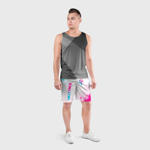 Мужские шорты спортивные Sally Face neon gradient style: надпись, символ, цвет 3D печать - фото 4
