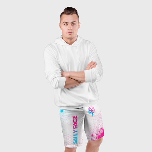 Мужские шорты спортивные Sally Face neon gradient style: надпись, символ, цвет 3D печать - фото 5
