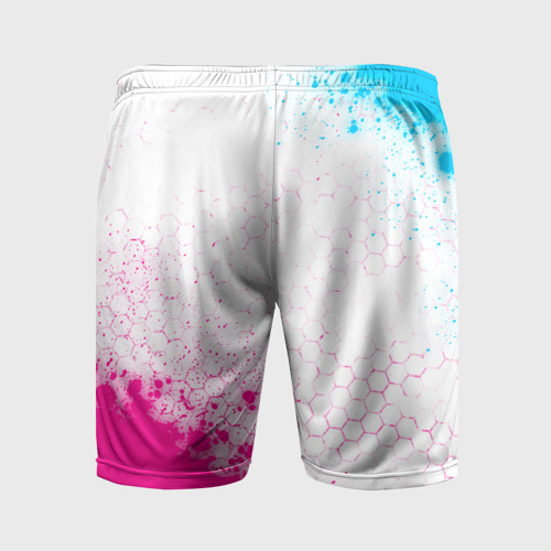Мужские шорты спортивные Sally Face neon gradient style: надпись, символ, цвет 3D печать - фото 2