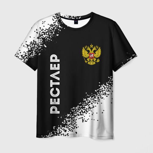 Мужская футболка 3D Рестлер из России и герб РФ: надпись, символ, цвет 3D печать