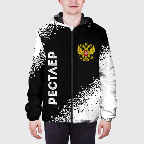 Мужская куртка 3D с принтом Рестлер из России и герб РФ: надпись, символ, вид сбоку #3