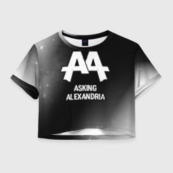 Женская футболка Crop-top 3D Asking Alexandria glitch на темном фоне