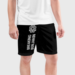 Мужские шорты спортивные Breaking Benjamin glitch на темном фоне: по-вертикали - фото 2