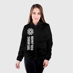 Женская куртка 3D Breaking Benjamin glitch на темном фоне: по-вертикали - фото 2