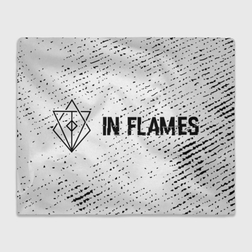 Плед с принтом In Flames glitch на светлом фоне: надпись и символ, вид спереди №1