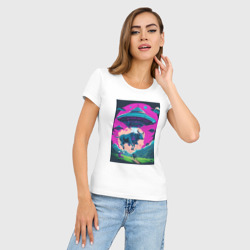 Женская футболка хлопок Slim Похищение коровы пришельцами - фото 2