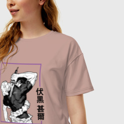 Женская футболка хлопок Oversize Магическая битва Toji Fushiguro - фото 2
