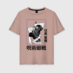 Женская футболка хлопок Oversize Магическая битва Toji Fushiguro