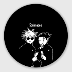 Круглый коврик для мышки Сатору Годжо и Гетто Сугуру - Магическая битва