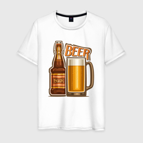 Мужская футболка из хлопка с принтом Пивасик, вид спереди №1