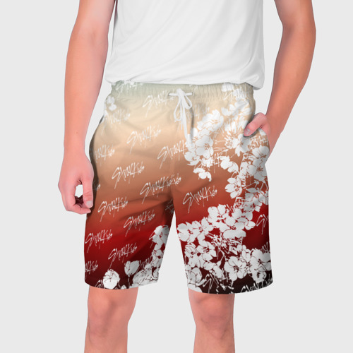Мужские шорты 3D с принтом Stray Kids flowers, вид спереди #2