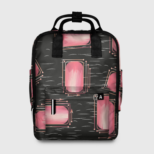 Женский рюкзак 3D с принтом Прямоугольник линии и стрелки, вид спереди #2