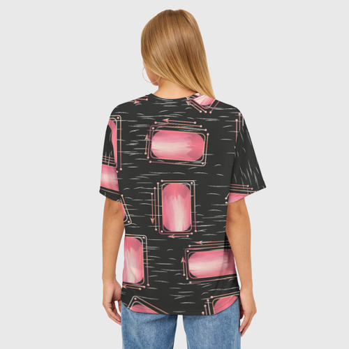 Женская футболка oversize 3D Прямоугольник линии и стрелки, цвет 3D печать - фото 4