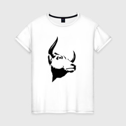 Женская футболка хлопок Голова быка