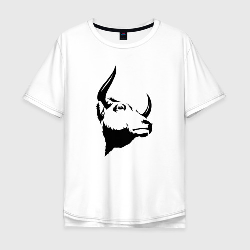Мужская футболка хлопок Oversize с принтом Голова быка, вид спереди #2