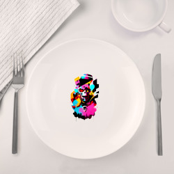 Набор: тарелка + кружка Череп - поп-арт - кляксы - фото 2