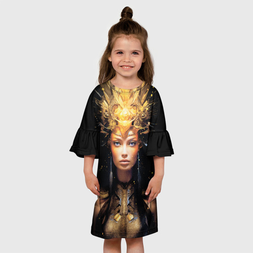 Детское платье 3D с принтом Богиня троецарствия, вид сбоку #3