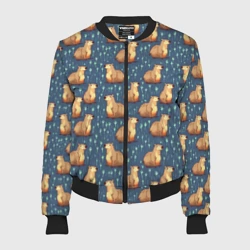 Женский бомбер 3D Капибары - паттерн