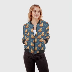 Женский бомбер 3D Капибары - паттерн - фото 2