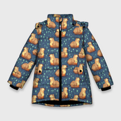 Зимняя куртка для девочек 3D Капибары - паттерн