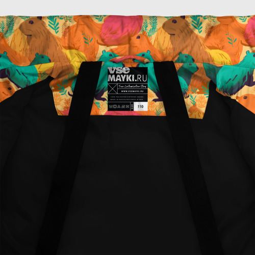 Зимняя куртка для девочек 3D Яркие капибары, цвет черный - фото 7
