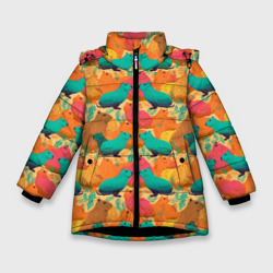 Зимняя куртка для девочек 3D Яркие капибары