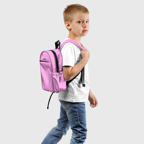 Детский рюкзак 3D с принтом Лавандовый розовый однотонный, вид сзади #1
