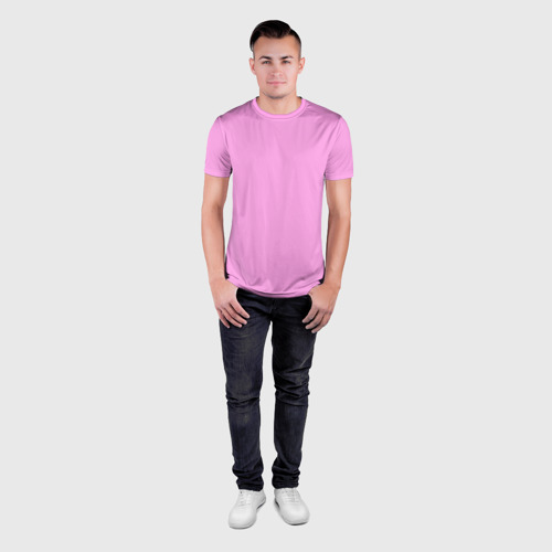 Мужская футболка 3D Slim с принтом Лавандовый розовый однотонный, вид сбоку #3