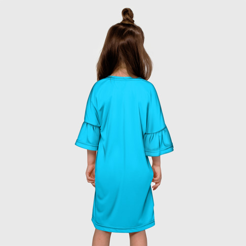 Детское платье 3D с принтом Джек-рассел-терьер в очках мультяшный, вид сзади #2