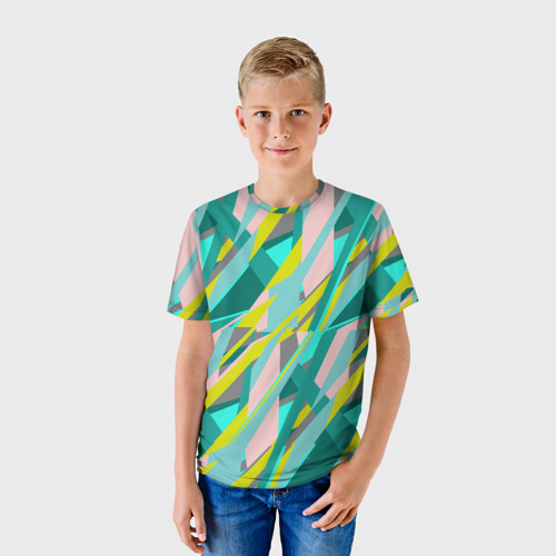 Детская футболка 3D Геометрически узор, цвет 3D печать - фото 3