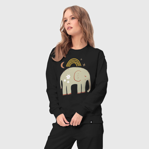 Женский костюм хлопок с принтом Elephants world, вид сбоку #3
